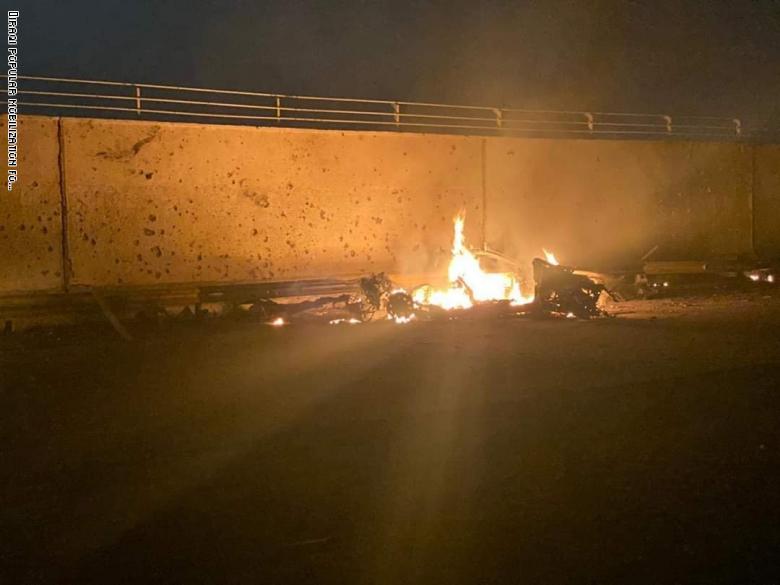 الصور الأولى لمقتل قاسم سليماني والمهندس بضربة أمريكية